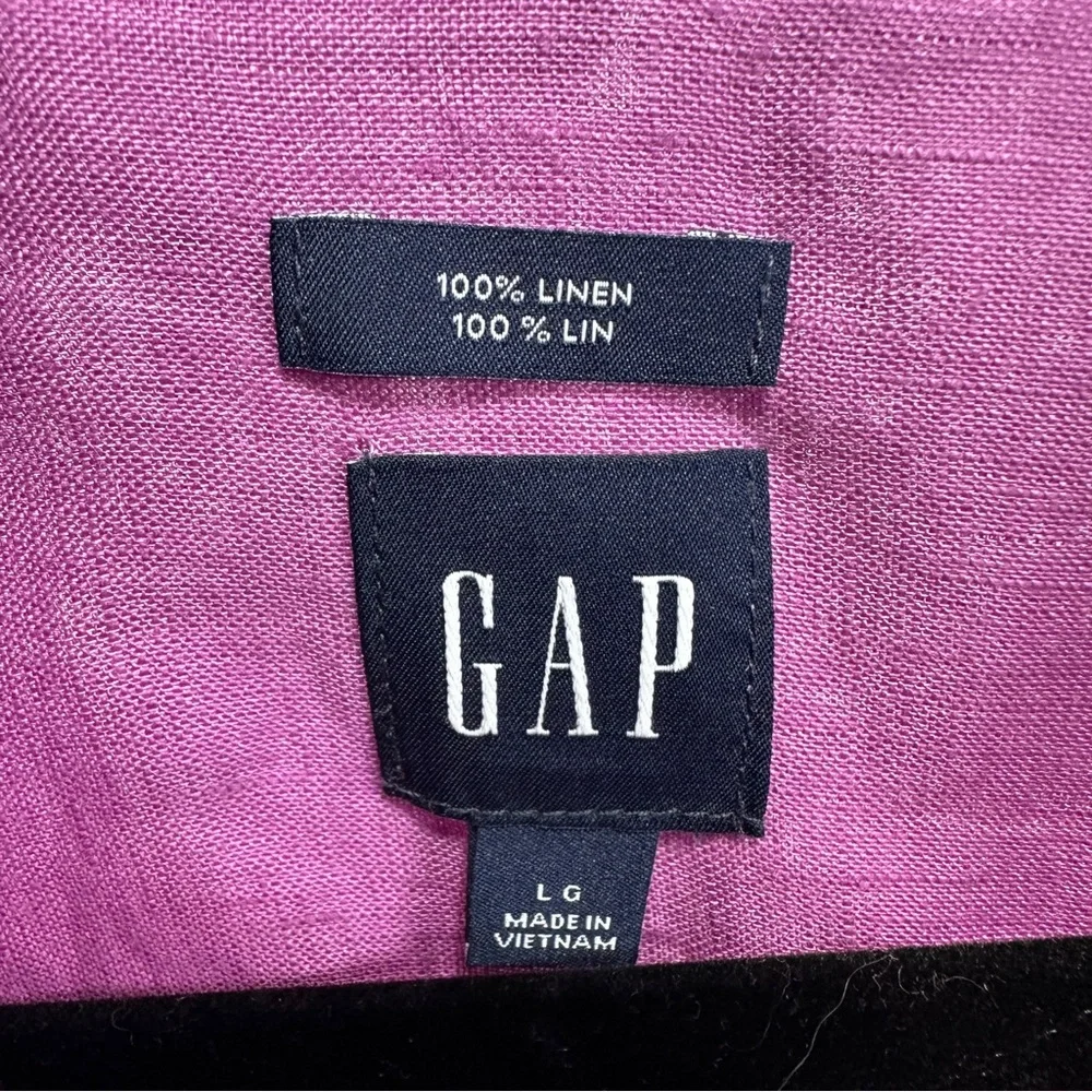 GAP Linen Boyfriend Button Down Shirt Orchid Lilac Relaxed Fit Size L - Picture 6 of 6